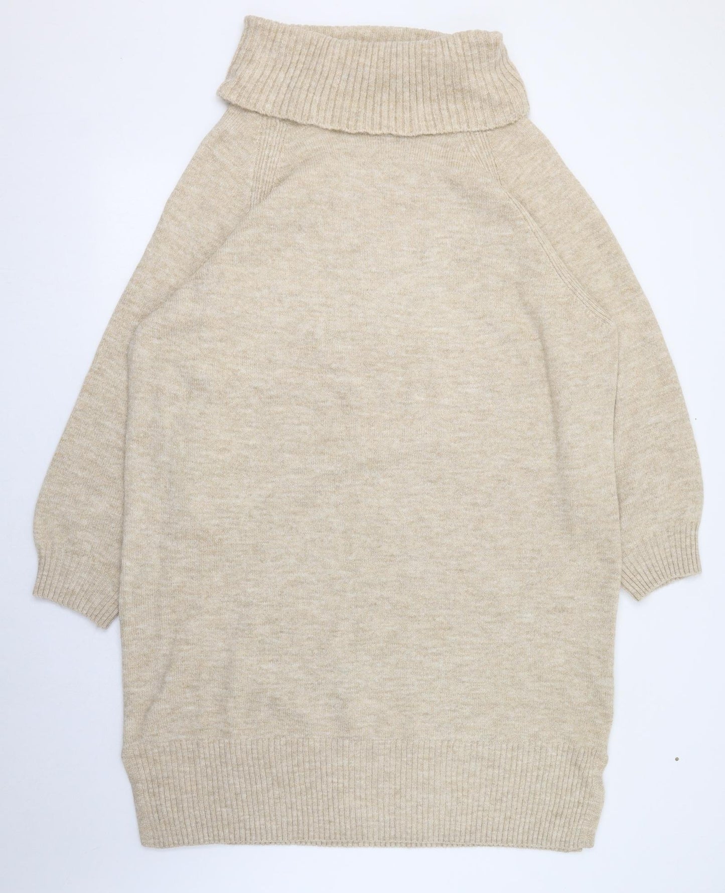 F&F Womens Beige  Acrylic Jumper Dress  Size 22  Roll Neck Pullover