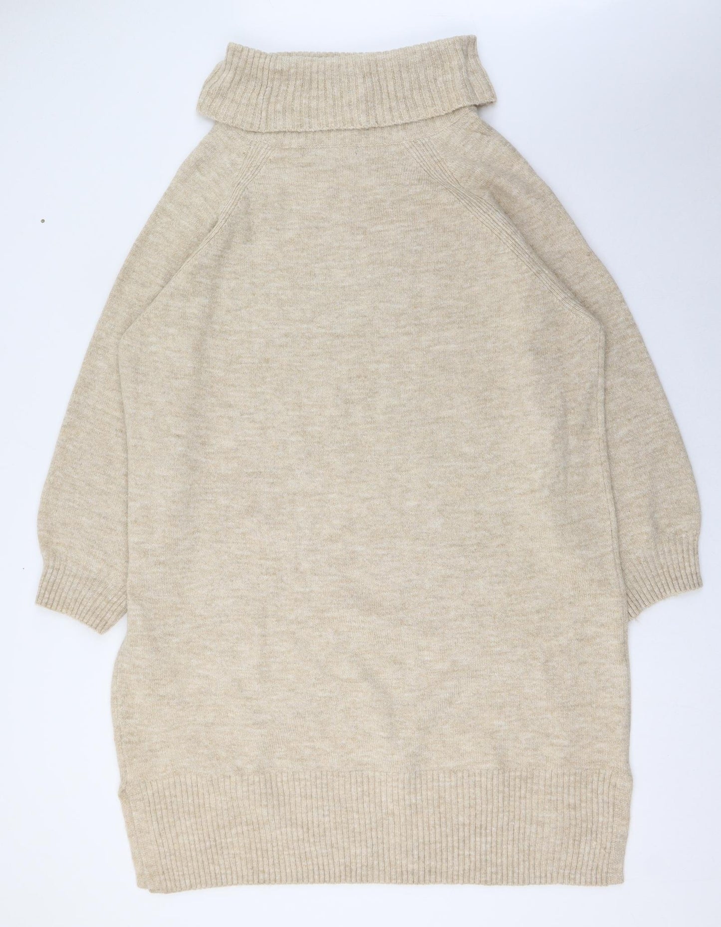 F&F Womens Beige  Acrylic Jumper Dress  Size 22  Roll Neck Pullover