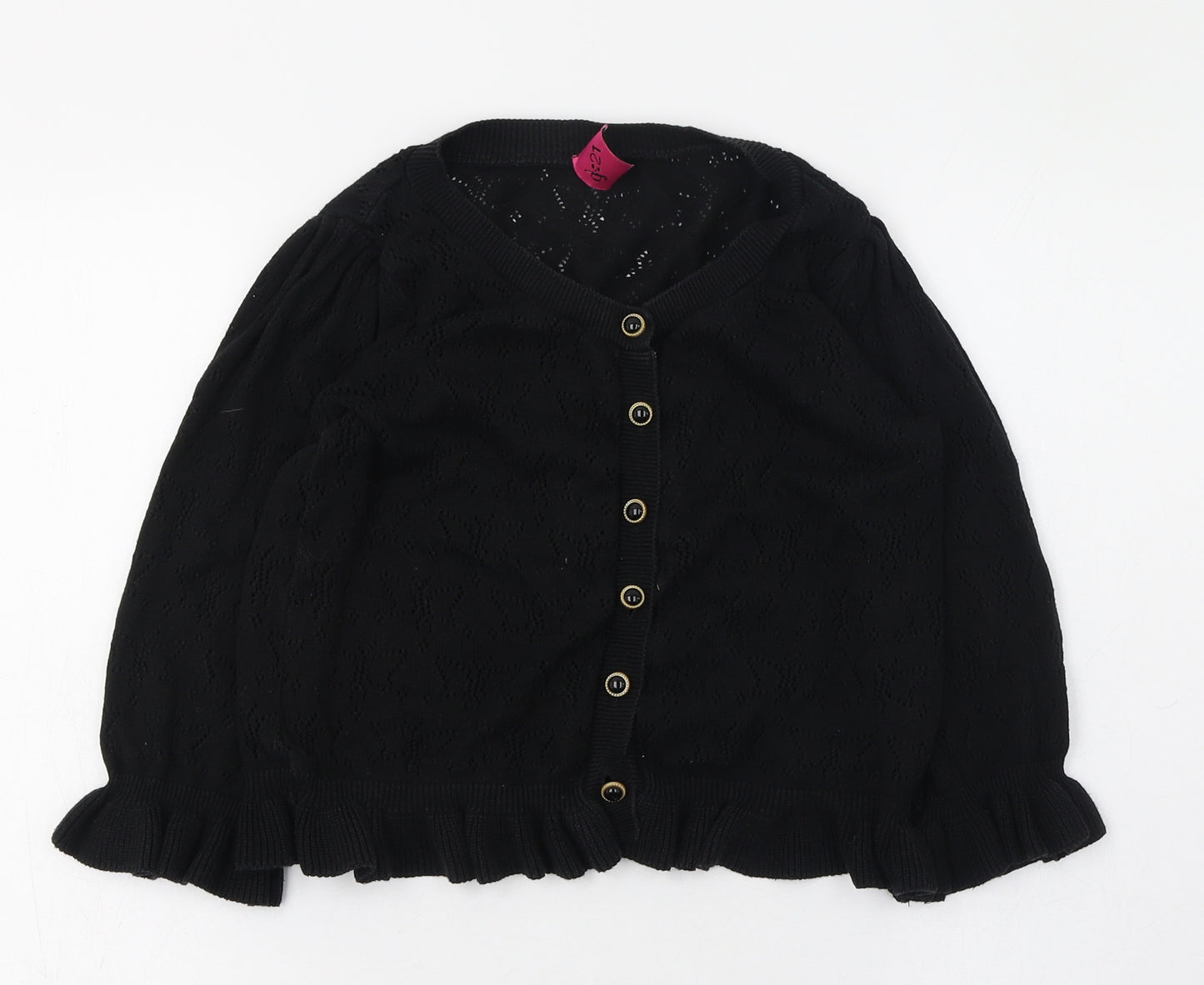 George Womens Black Round Neck  Acrylic Cardigan Jumper Size 8