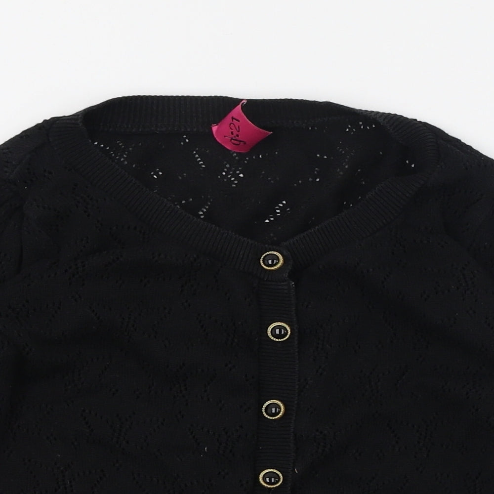 George Womens Black Round Neck  Acrylic Cardigan Jumper Size 8