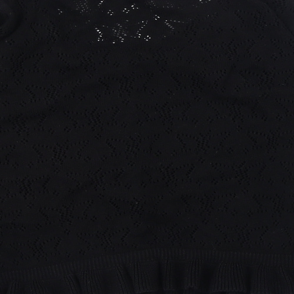 George Womens Black Round Neck  Acrylic Cardigan Jumper Size 8