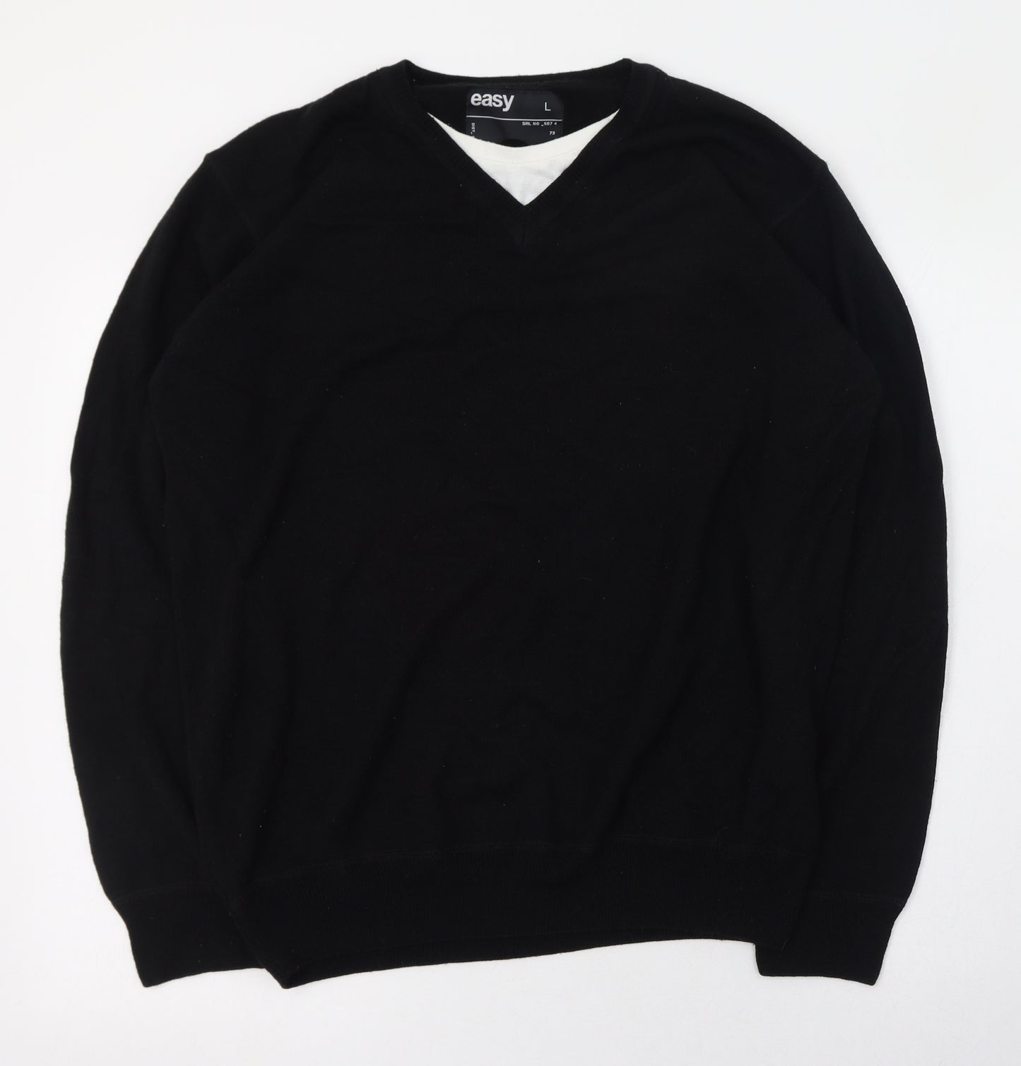 Matalan Mens Black V-Neck  Acrylic Pullover Jumper Size L