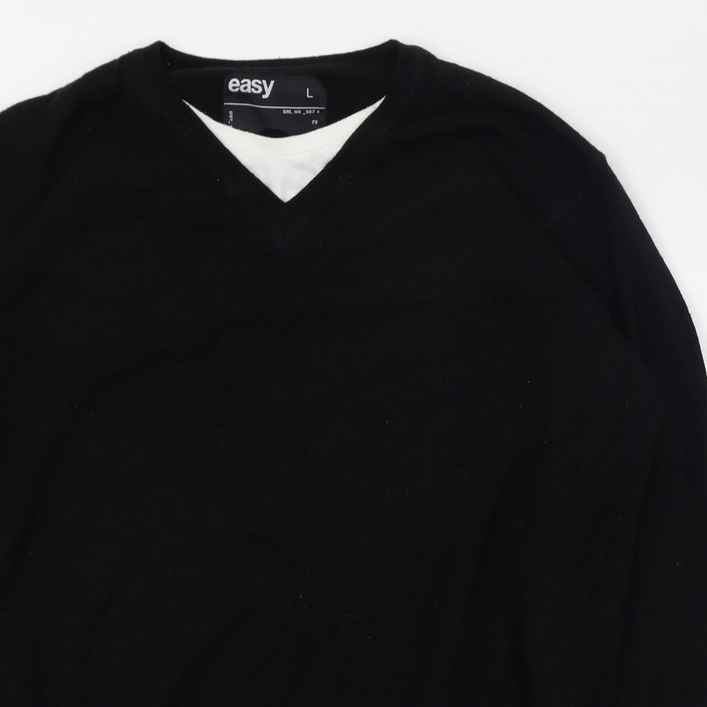 Matalan Mens Black V-Neck  Acrylic Pullover Jumper Size L