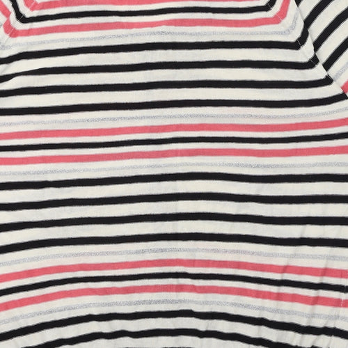 Nougat Womens Ivory Scoop Neck Striped Cotton Cardigan Jumper Size 4