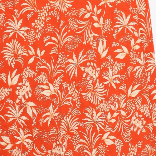 New Look Womens Orange Floral Viscose Wrap Skirt Size 16   Tie
