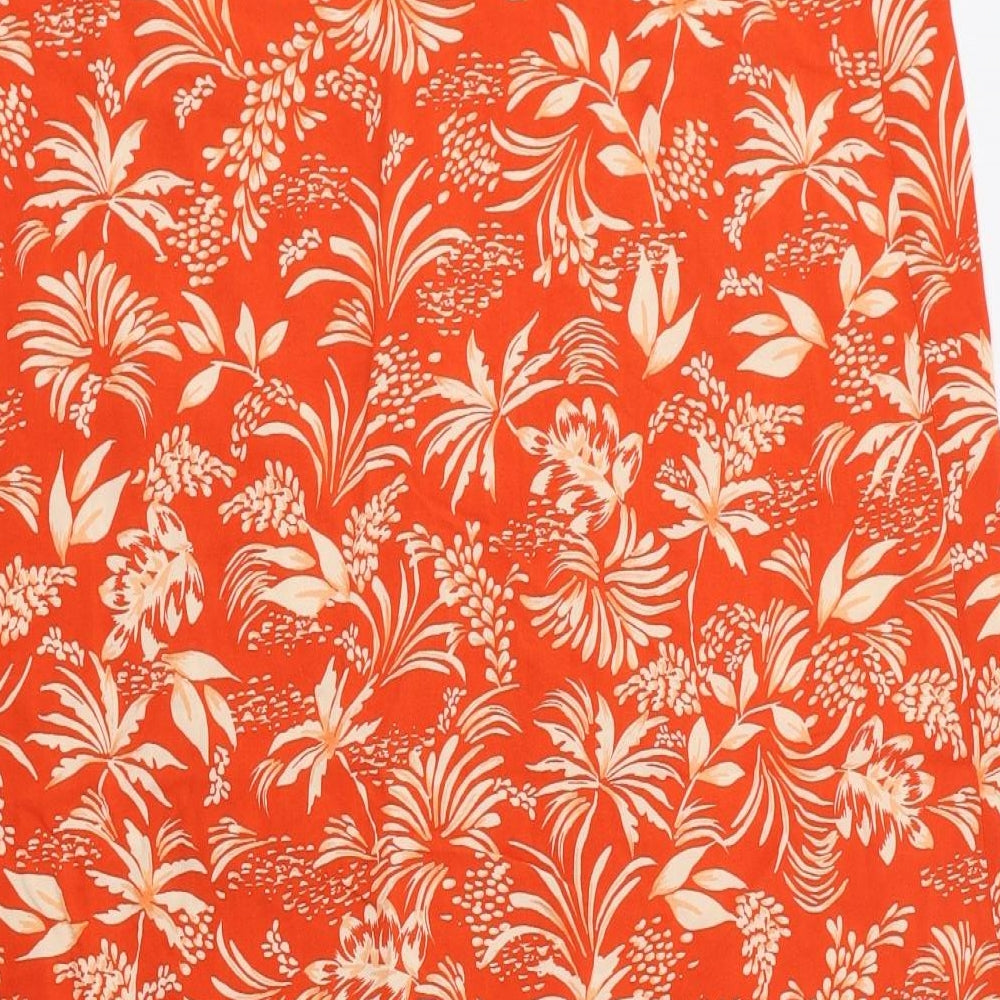 New Look Womens Orange Floral Viscose Wrap Skirt Size 16   Tie