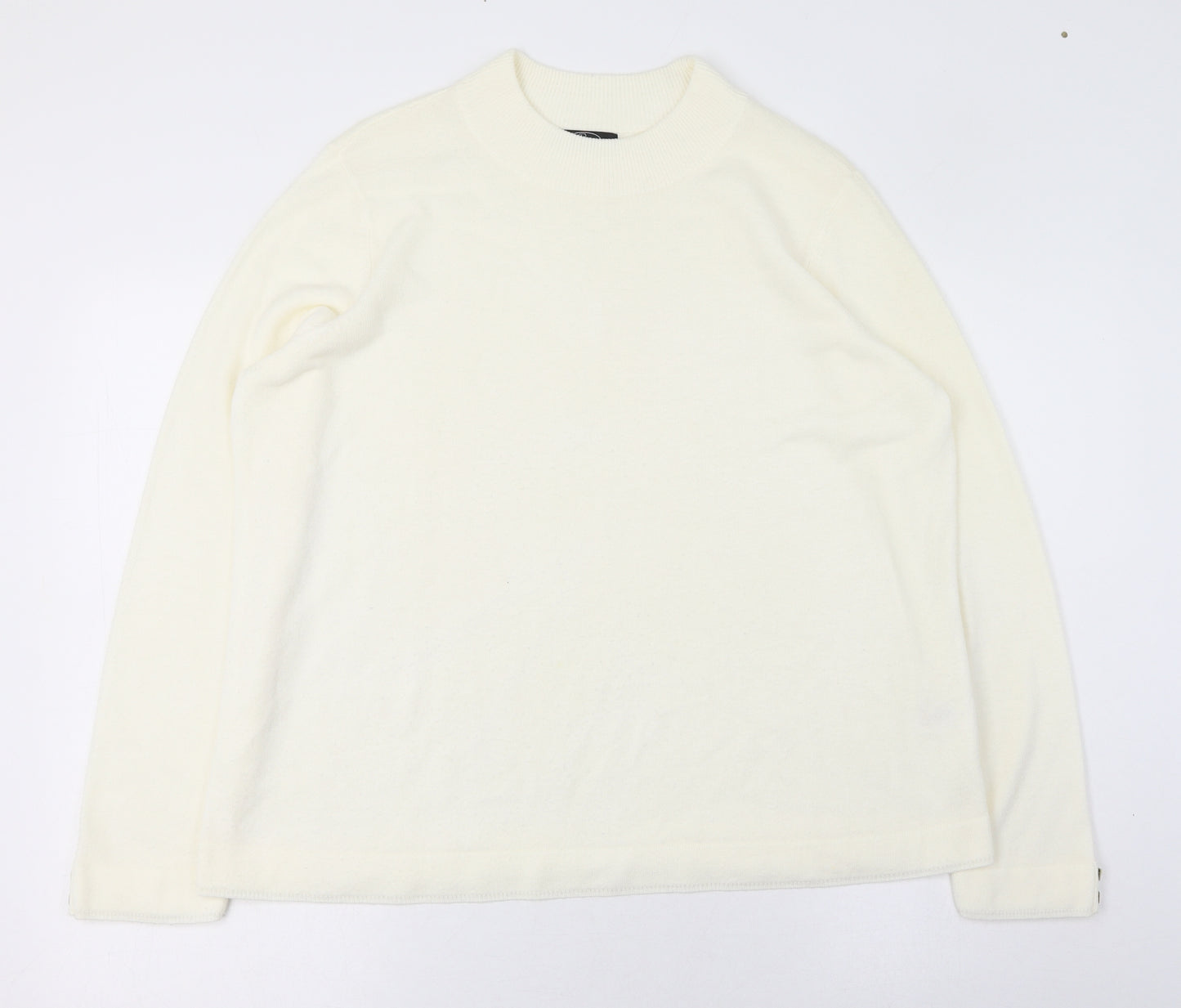 BM Womens Ivory Round Neck  Acrylic Pullover Jumper Size L