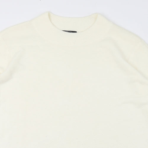 BM Womens Ivory Round Neck  Acrylic Pullover Jumper Size L