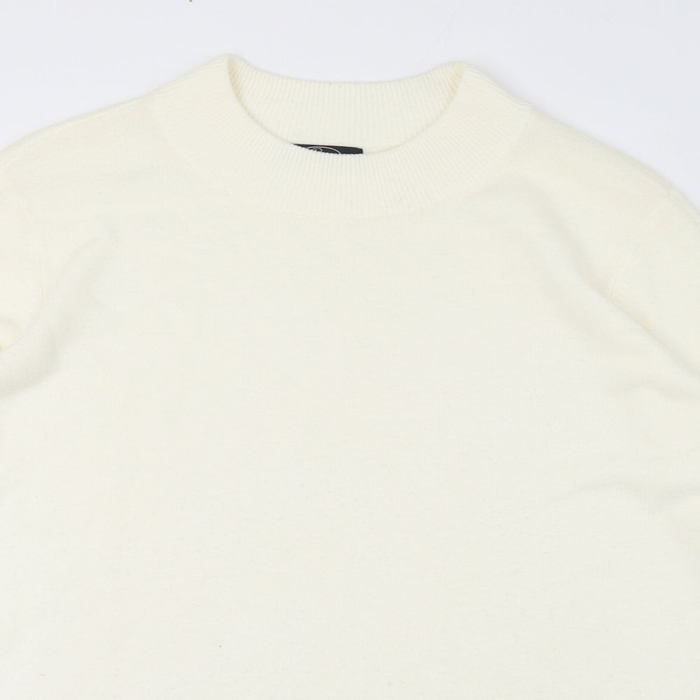 BM Womens Ivory Round Neck  Acrylic Pullover Jumper Size L