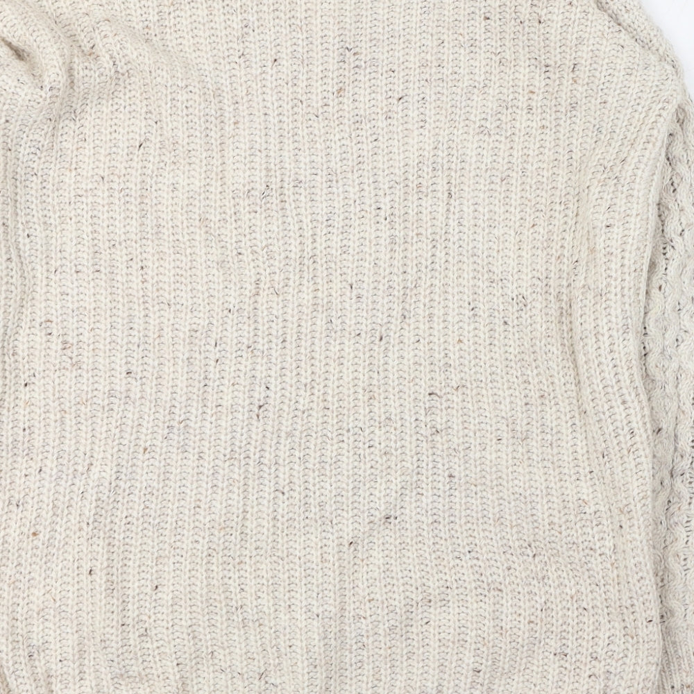 Atmosphere Womens Ivory Round Neck  Acrylic Pullover Jumper Size 6
