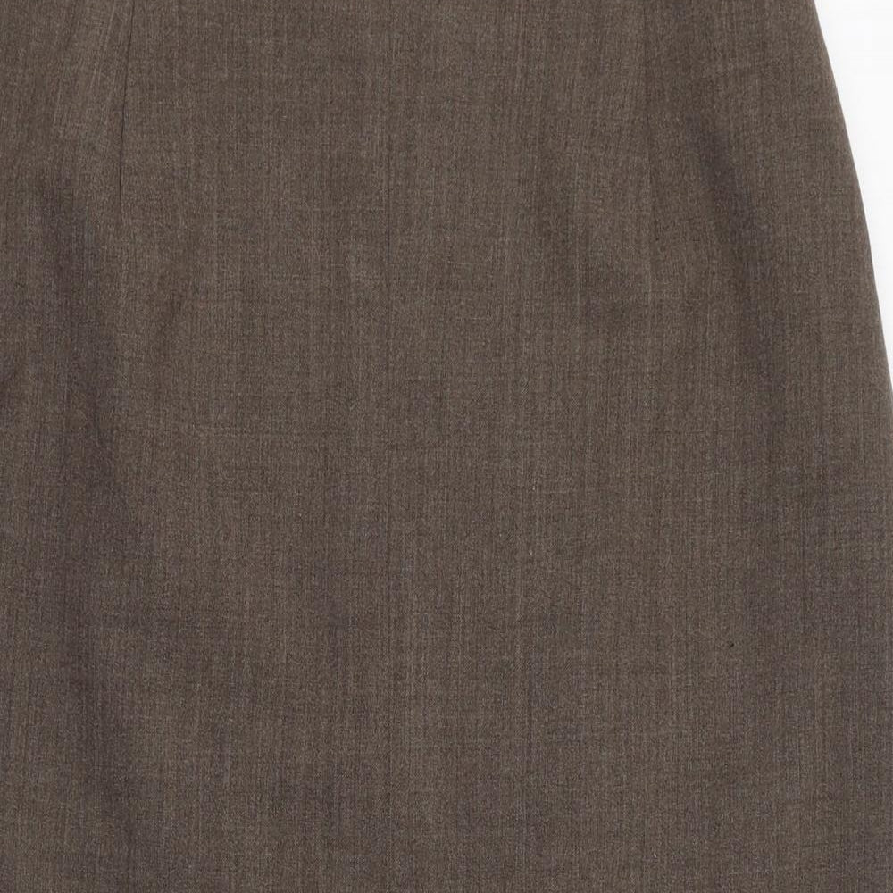 Les Essentiels Womens Brown  Wool Straight & Pencil Skirt Size 28   Zip