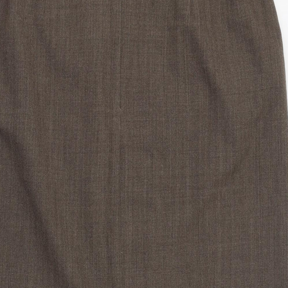 Les Essentiels Womens Brown  Wool Straight & Pencil Skirt Size 28   Zip