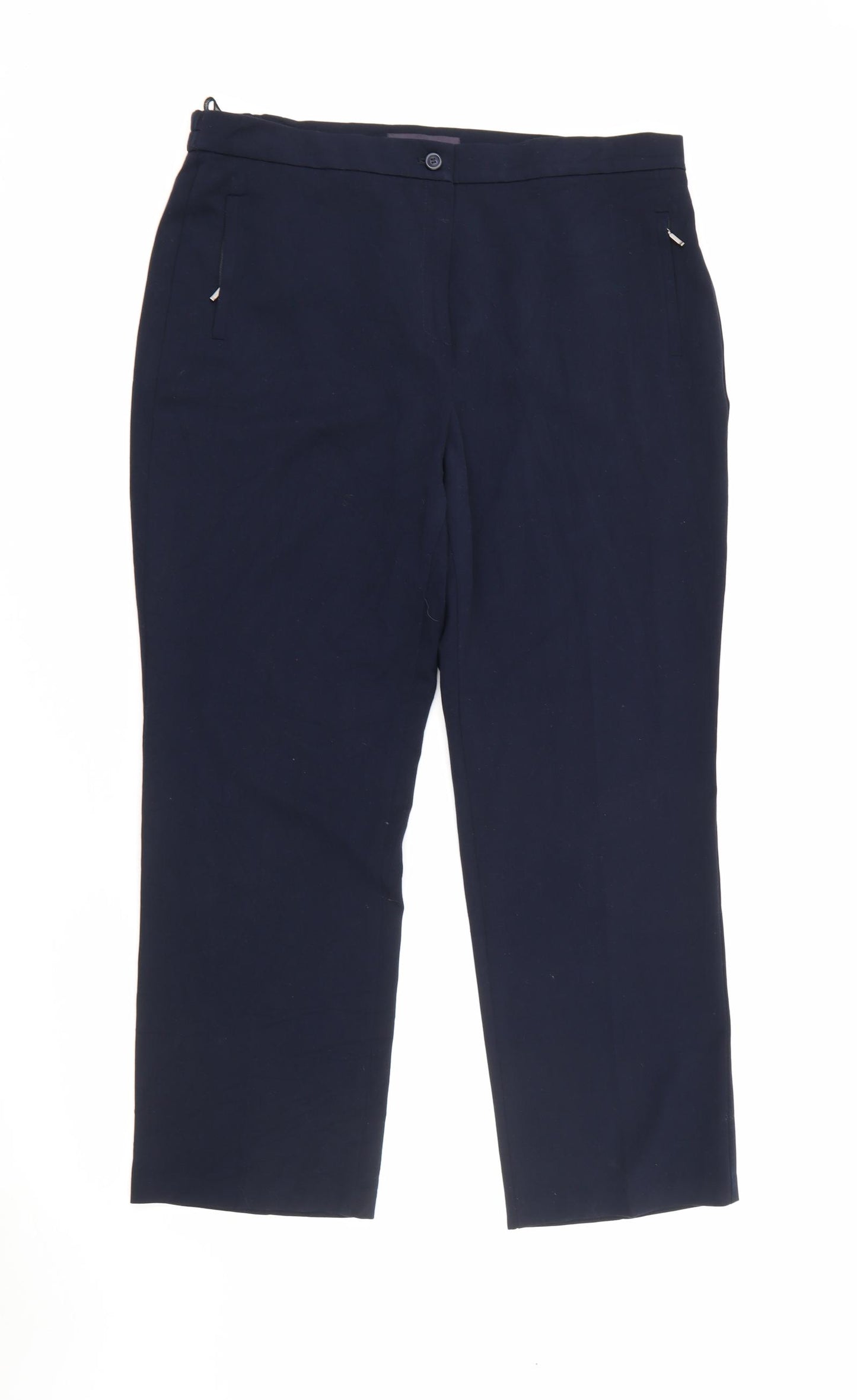 Marks and Spencer Womens Blue  Polyester Carrot Trousers Size 14 L26 in Regular Zip