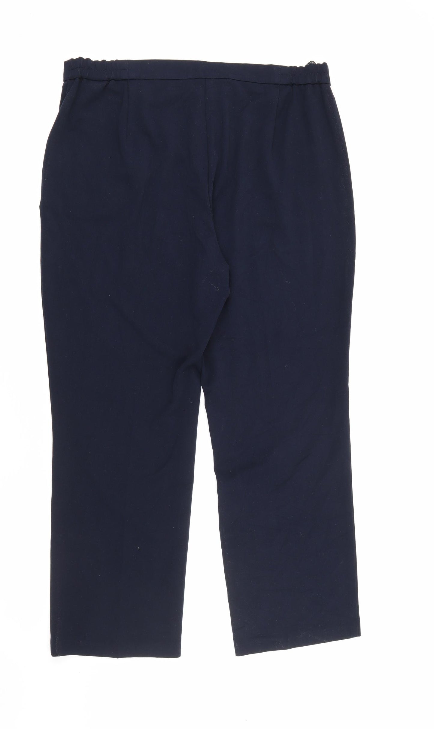 Marks and Spencer Womens Blue  Polyester Carrot Trousers Size 14 L26 in Regular Zip