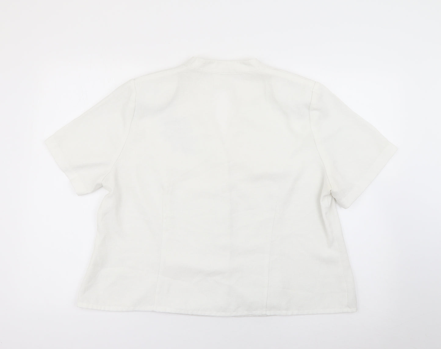 Eastex Womens White  Polyester Basic Button-Up Size 20 Collared - Floral Embroidery