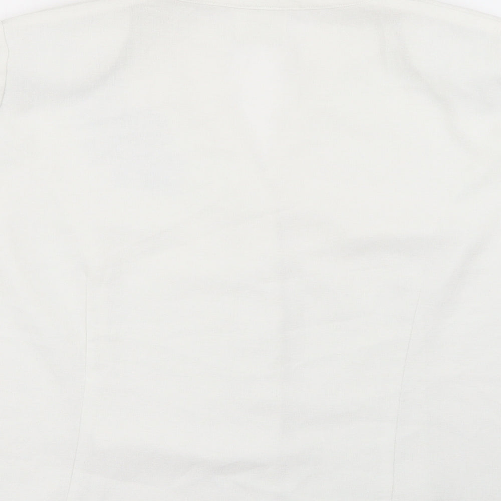 Eastex Womens White  Polyester Basic Button-Up Size 20 Collared - Floral Embroidery