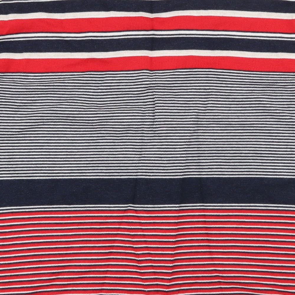 Monsoon Womens Red Round Neck Striped Cotton Cardigan Jumper Size 10