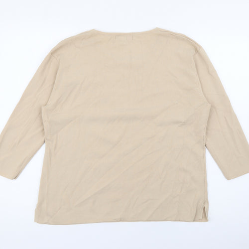 Angelina Womens Beige Round Neck  Viscose Pullover Jumper Size M
