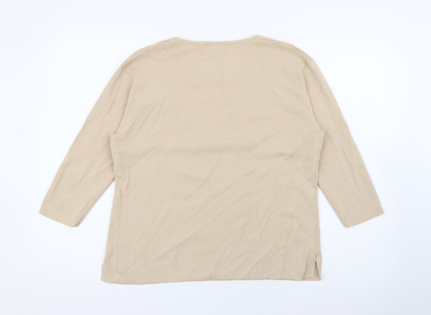 Angelina Womens Beige Round Neck  Viscose Pullover Jumper Size M