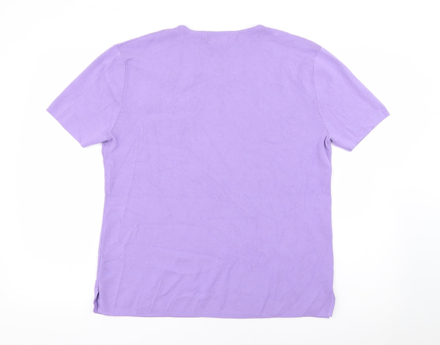 Angelina Womens Purple Round Neck  Viscose Pullover Jumper Size S