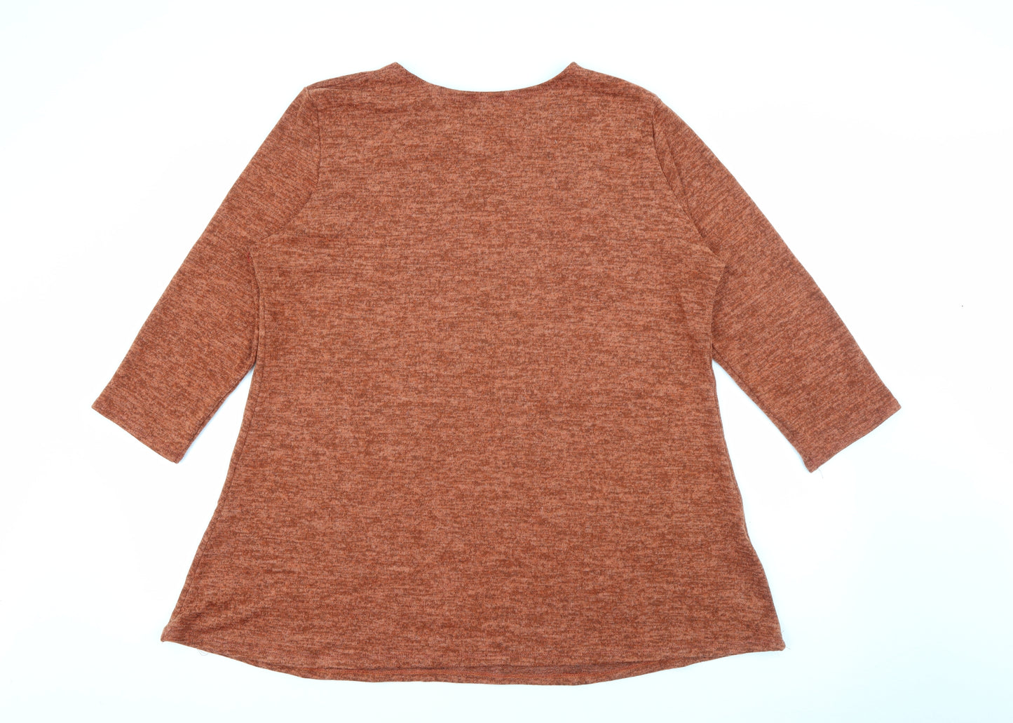 Saloos Womens Brown Round Neck  Polyester Pullover Jumper Size 20