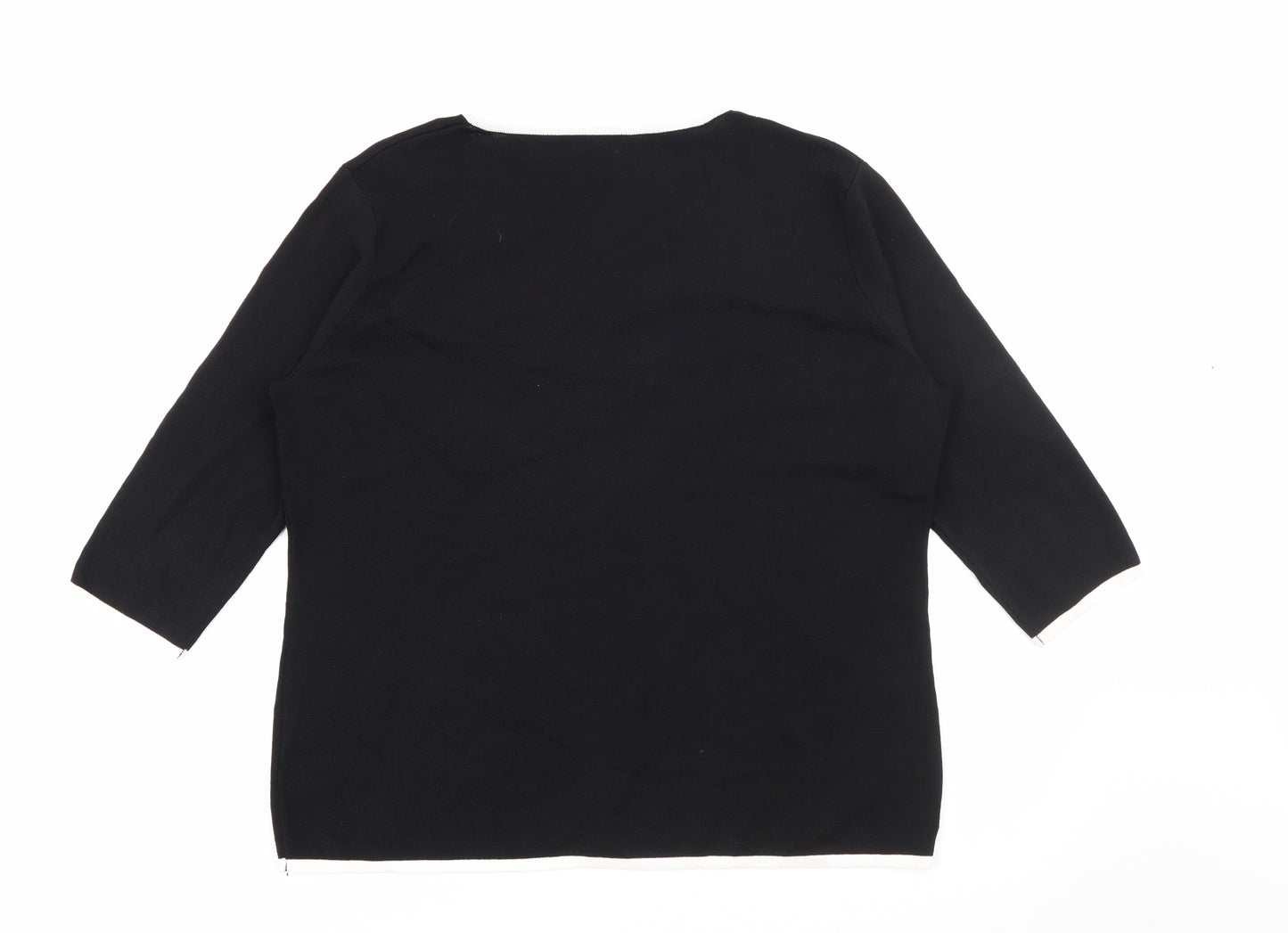 Casamia Womens Black V-Neck  Viscose Pullover Jumper Size L