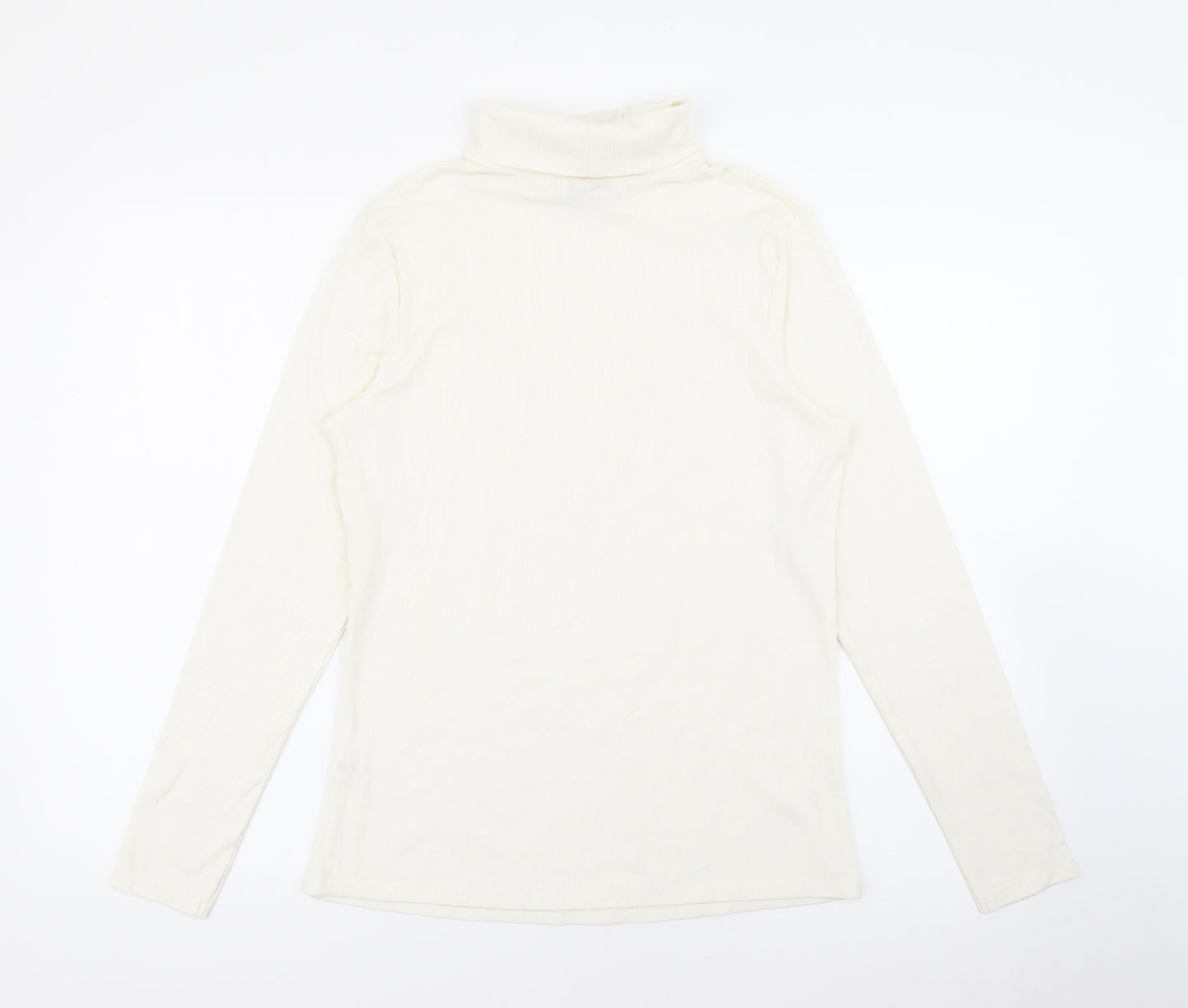 George Womens Ivory Roll Neck  Cotton Pullover Jumper Size 14