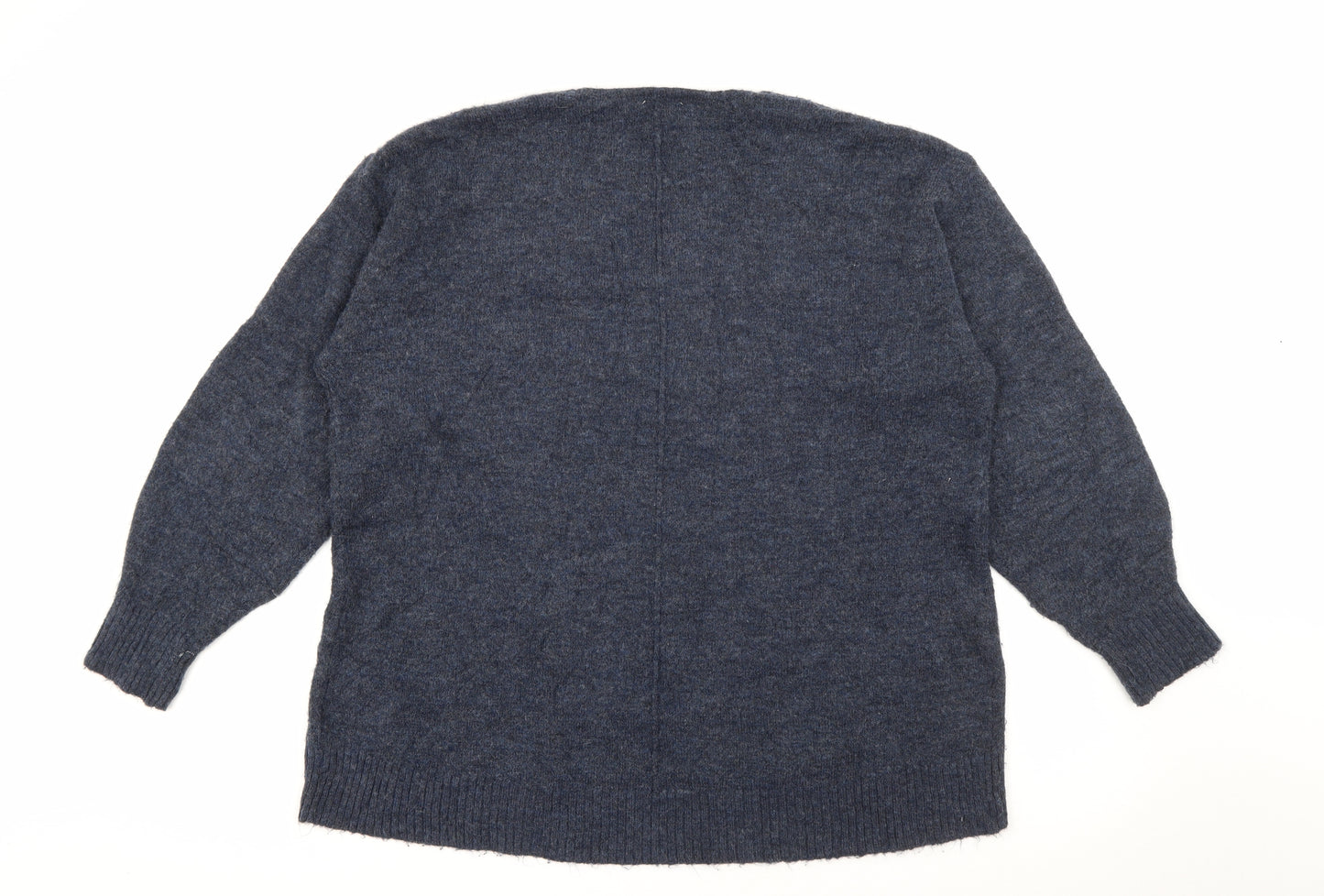 H&M Womens Blue V-Neck  Acrylic Pullover Jumper Size S