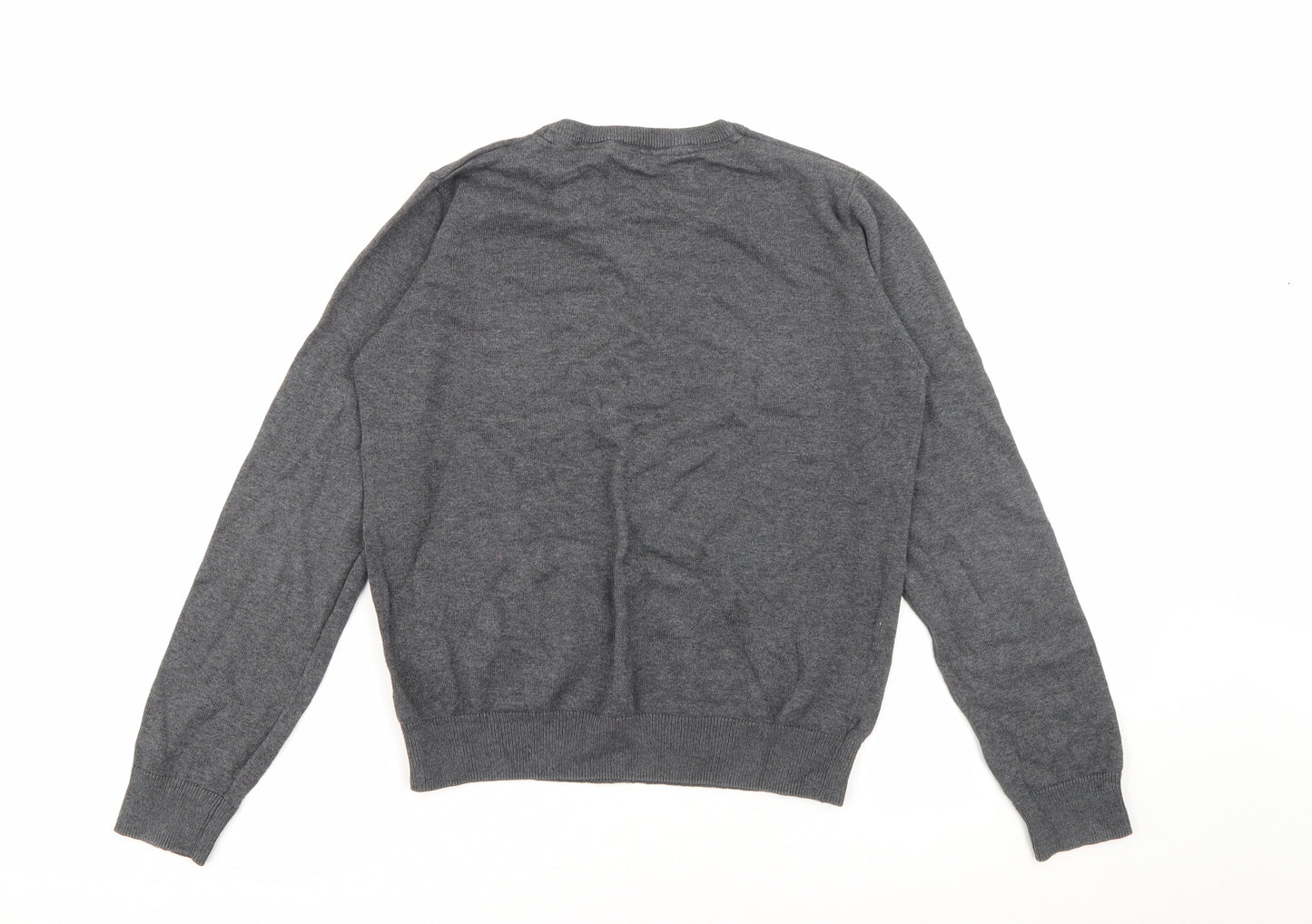 Marks and Spencer Boys Grey V-Neck  Cotton Pullover Jumper Size 11-12 Years