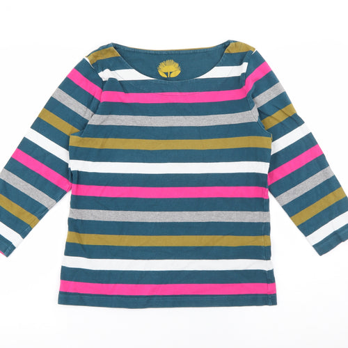 White Stuff Womens Multicoloured Scoop Neck Striped Cotton Pullover Jumper Size 8
