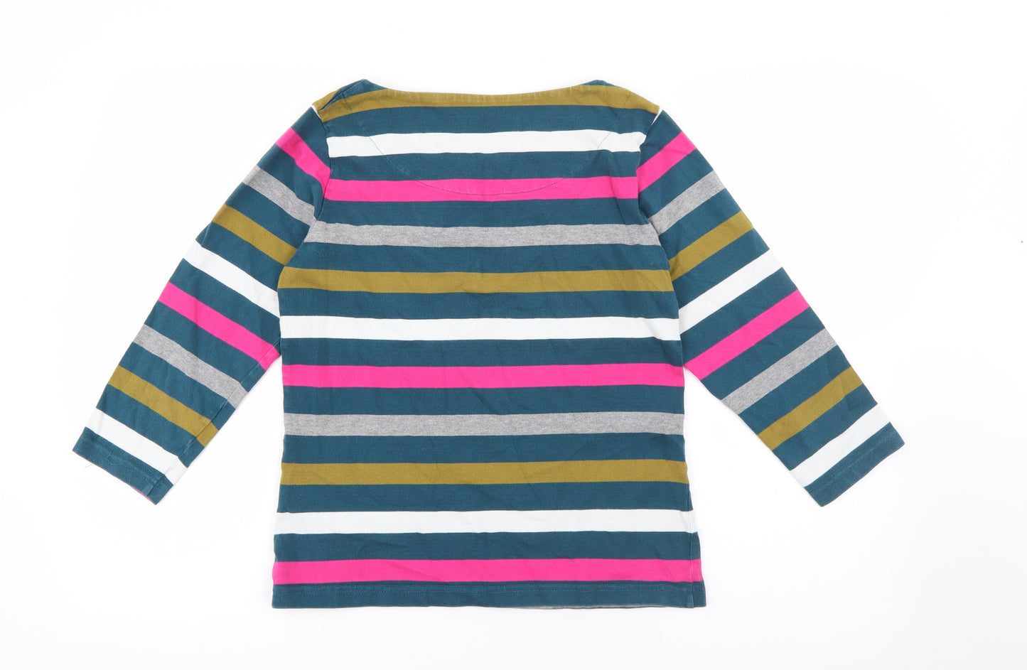 White Stuff Womens Multicoloured Scoop Neck Striped Cotton Pullover Jumper Size 8