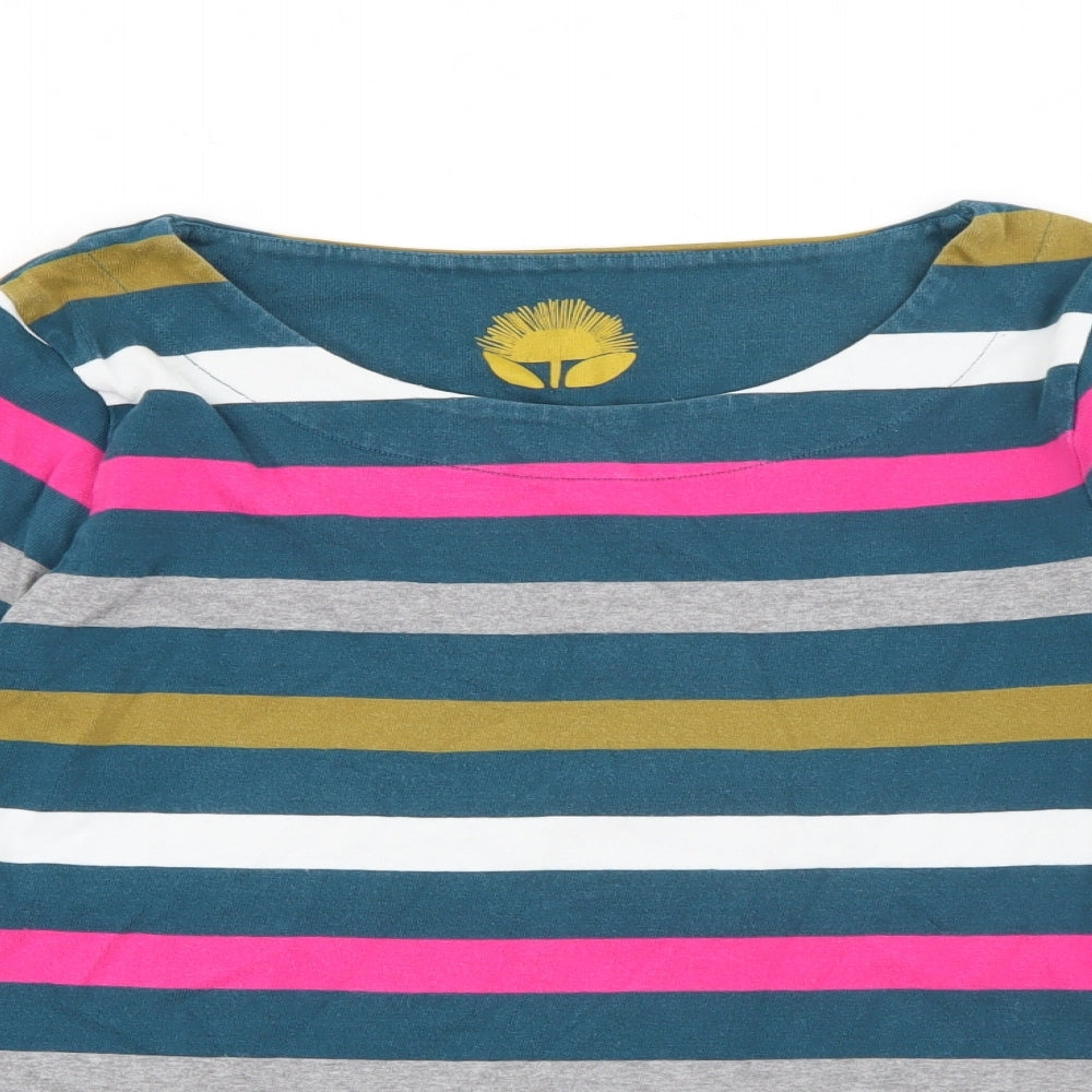 White Stuff Womens Multicoloured Scoop Neck Striped Cotton Pullover Jumper Size 8