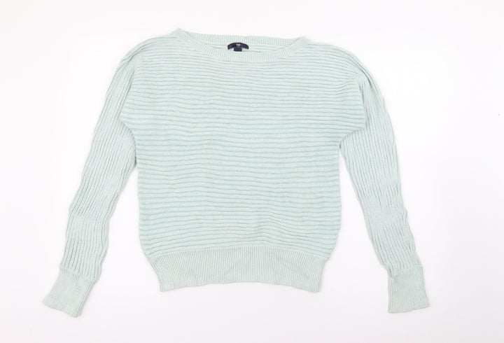 Gap Womens Green Scoop Neck  Cotton Pullover Jumper Size S