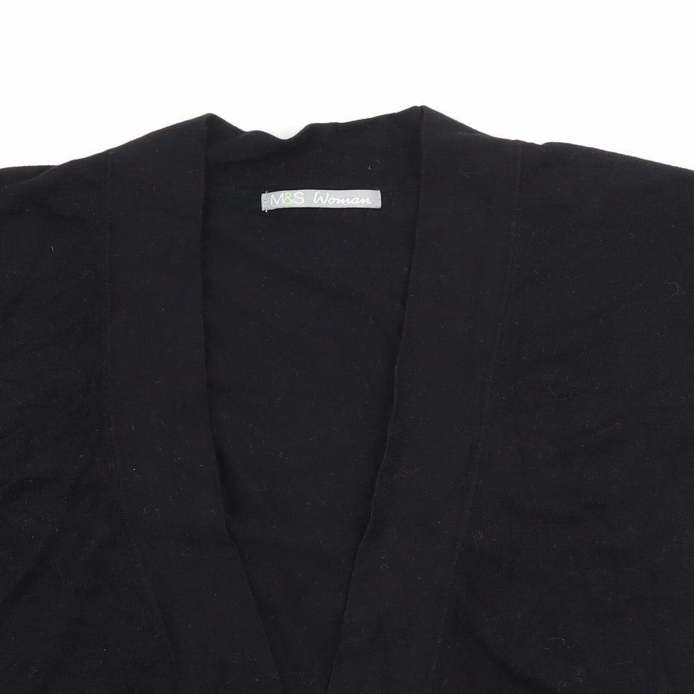 Marks and Spencer Womens Black V-Neck  Viscose Cardigan Jumper Size 16