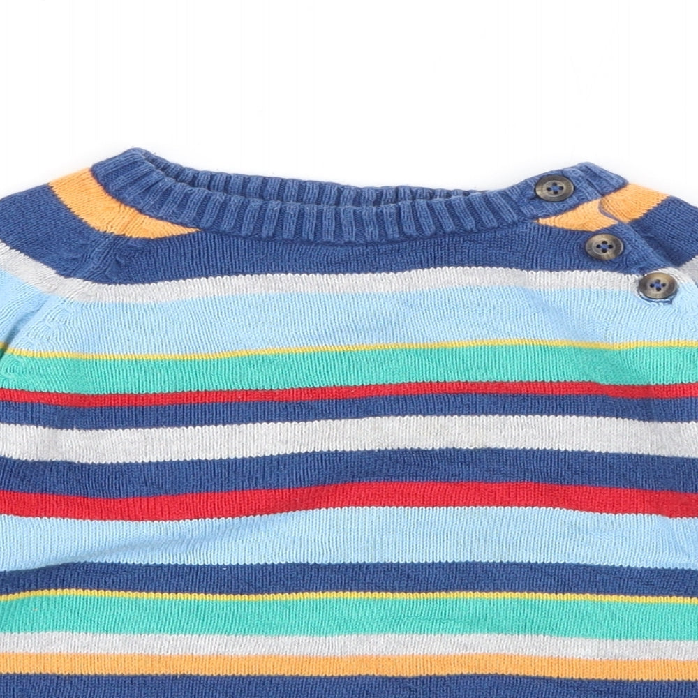 H&M Boys Multicoloured Crew Neck Striped Cotton Pullover Jumper Size 2-3 Years  Button