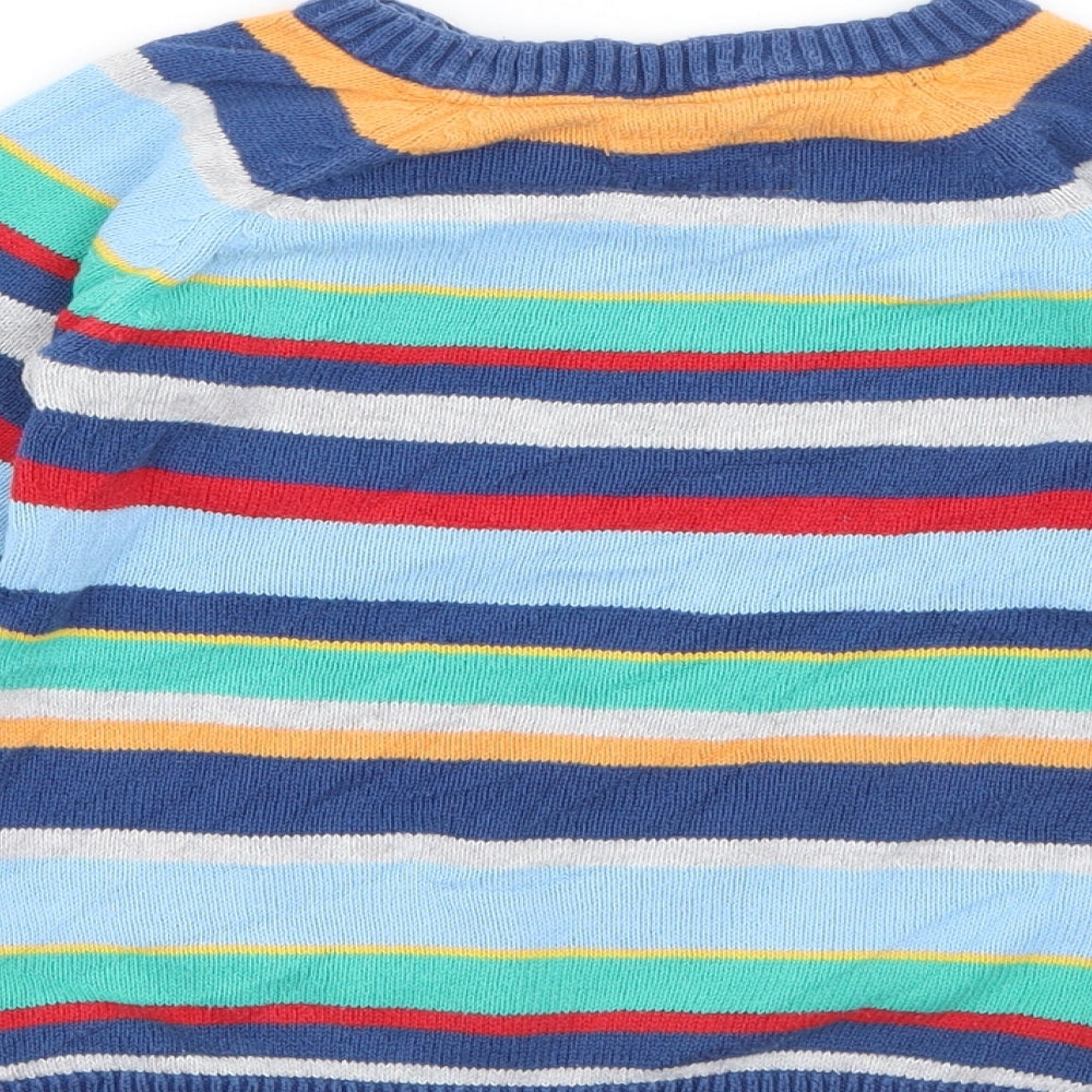 H&M Boys Multicoloured Crew Neck Striped Cotton Pullover Jumper Size 2-3 Years  Button