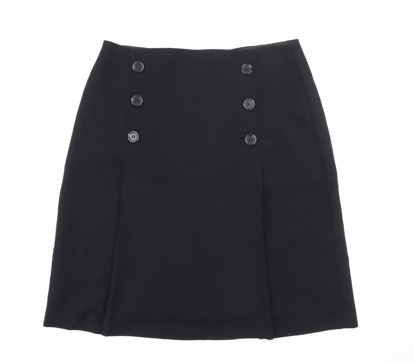 Marks and Spencer Womens Black  Polyester Straight & Pencil Skirt Size 12   Zip