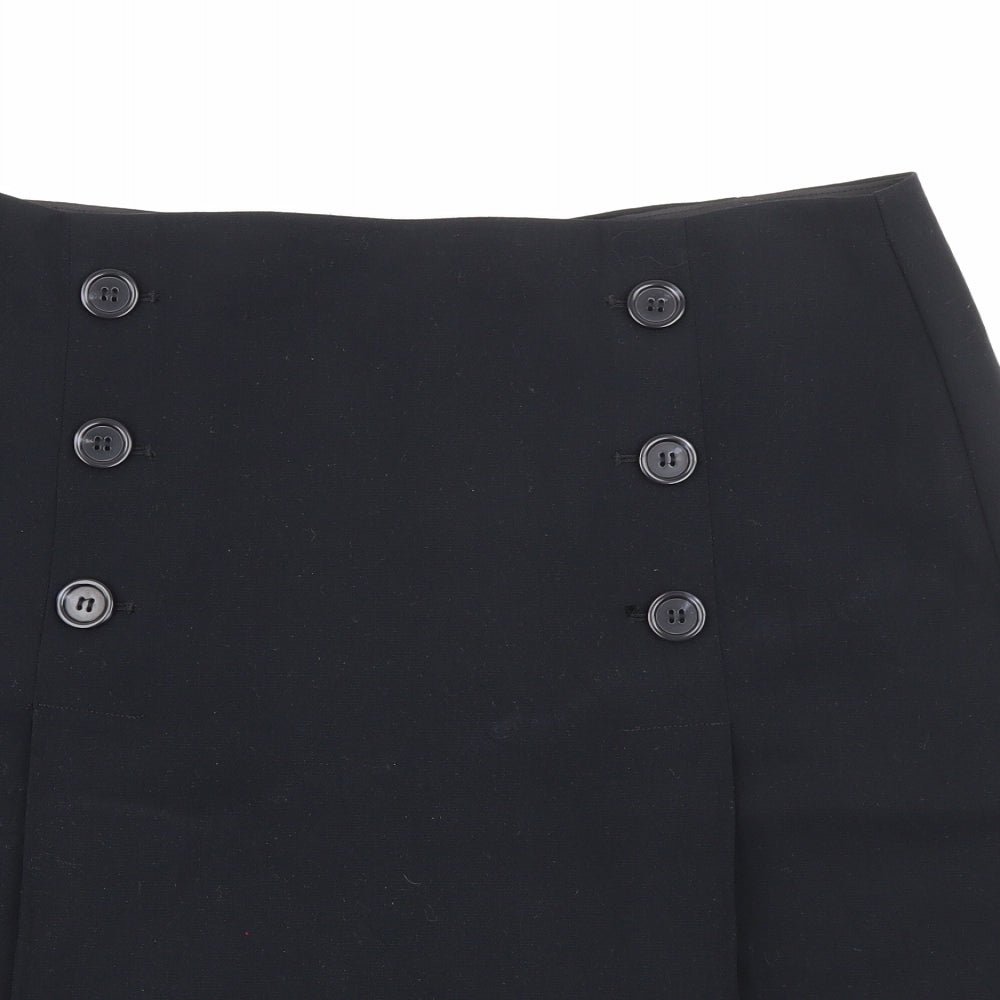 Marks and Spencer Womens Black  Polyester Straight & Pencil Skirt Size 12   Zip
