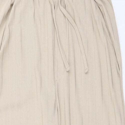 Studio Mouthy Womens Beige  Polyester Jogger Trousers Size M L22 in Regular Tie