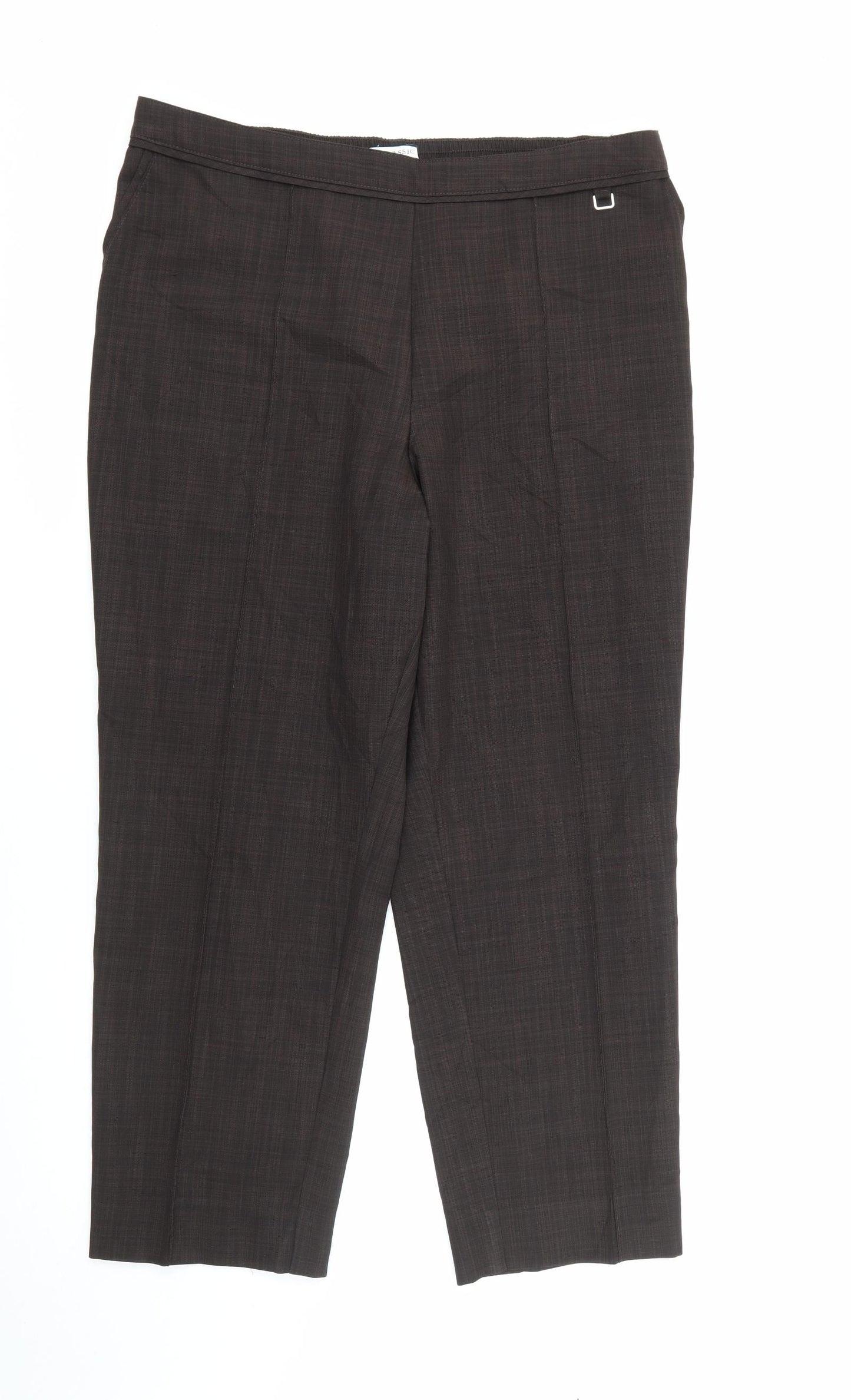 Marks and Spencer Womens Brown  Polyester Carrot Trousers Size 16 L25 in Regular