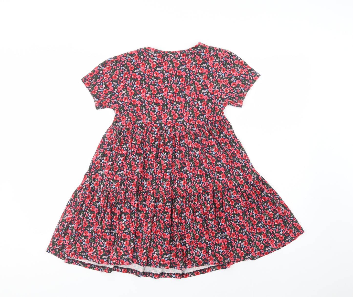 F&F Girls Red Floral Cotton A-Line  Size 8-9 Years  Crew Neck Pullover