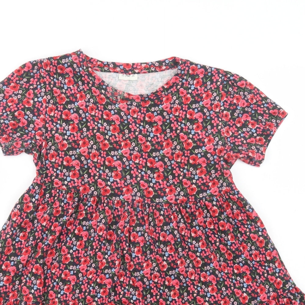 F&F Girls Red Floral Cotton A-Line  Size 8-9 Years  Crew Neck Pullover