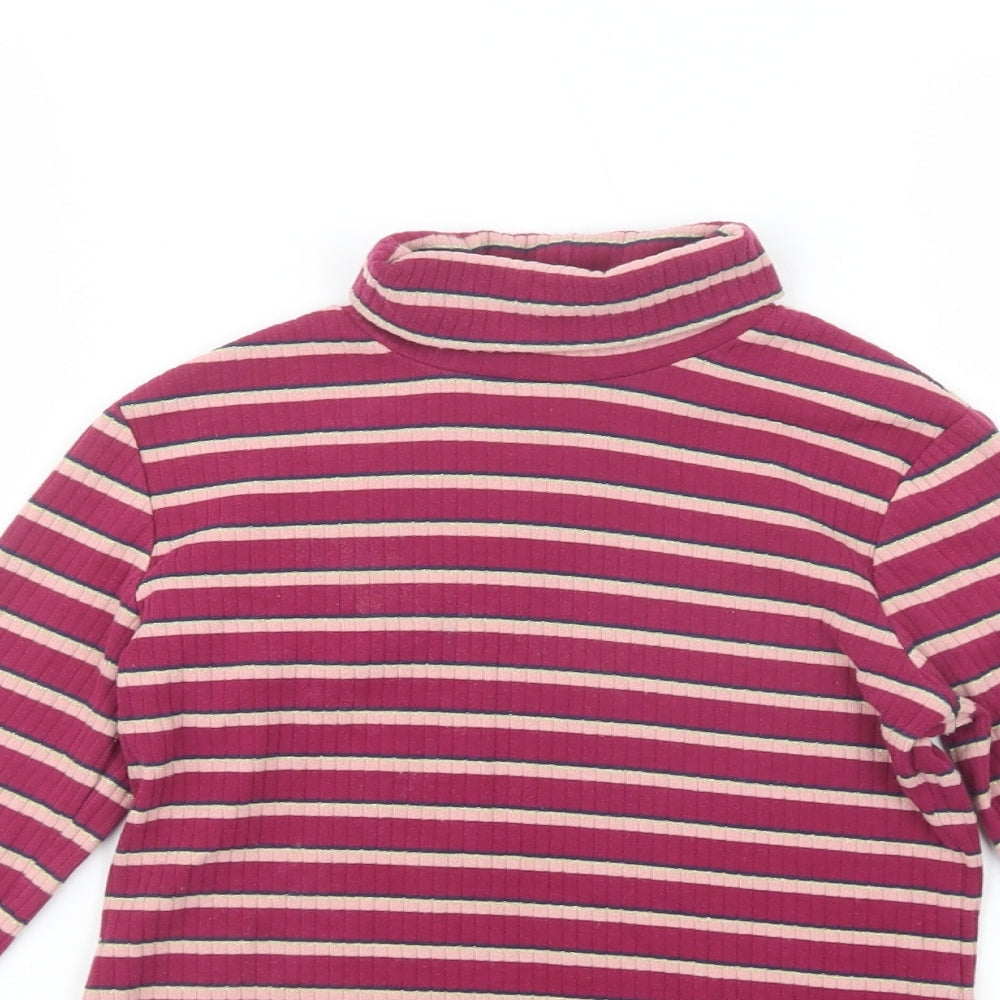 George Girls Purple Striped Cotton Pullover Blouse Size 9-10 Years Roll Neck Pullover
