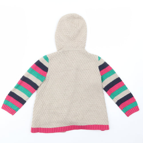 George Girls Beige Round Neck Striped Acrylic Cardigan Jumper Size 3-4 Years  Button - So Cute