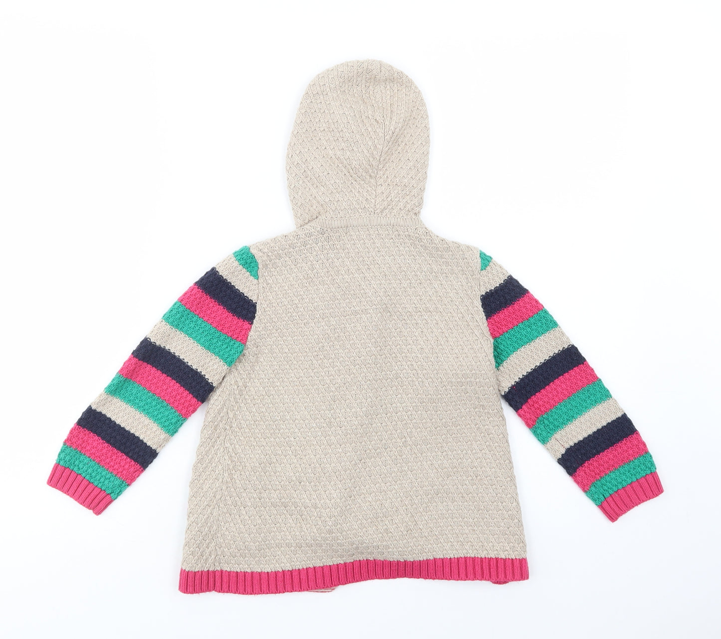 George Girls Beige Round Neck Striped Acrylic Cardigan Jumper Size 3-4 Years  Button - So Cute