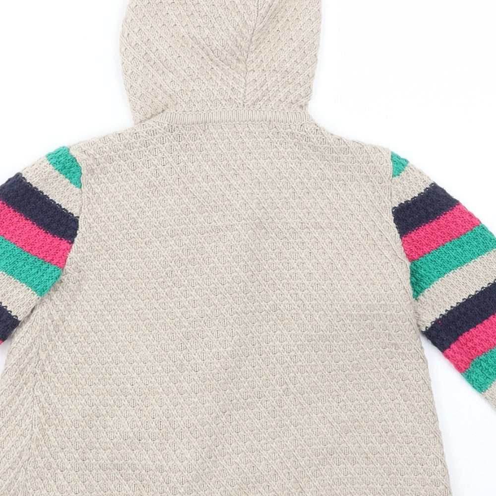 George Girls Beige Round Neck Striped Acrylic Cardigan Jumper Size 3-4 Years  Button - So Cute
