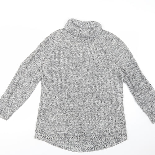 H&M Womens Grey Roll Neck  Cotton Tunic Jumper Size S