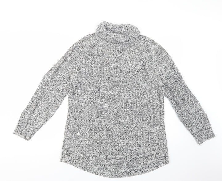 H&M Womens Grey Roll Neck Cotton Tunic Jumper Size S
