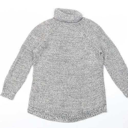 H&M Womens Grey Roll Neck  Cotton Tunic Jumper Size S