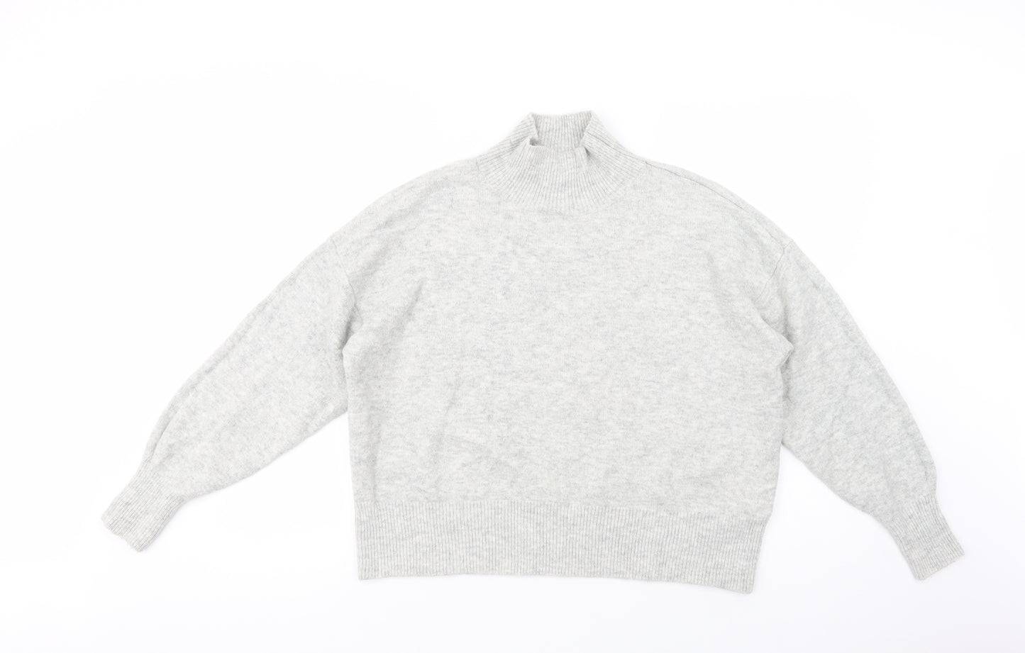H&N Womens Grey High Neck  Acrylic Pullover Jumper Size M